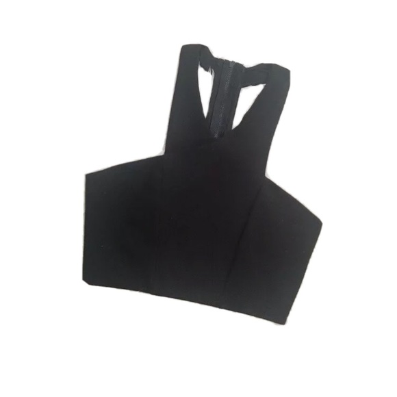 Express Tops - Express Black Structured Halter Style Cropped Top